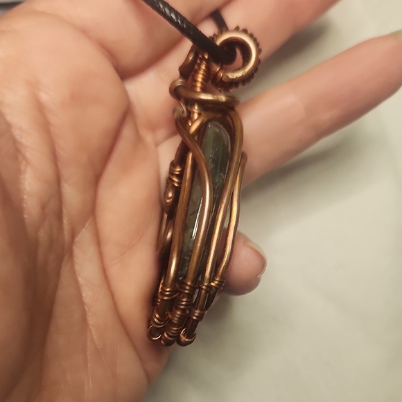 Artisian Copper Wire Wrapped Labradorite Pendant Necklace Lg Stone - Picture 3 of 7